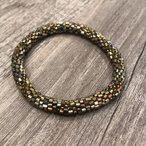 Golden Beaded Roll-On Bracelet | Stackable